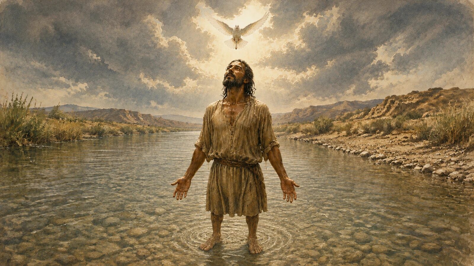 What Is the Trinity? One God in Three Persons Jesus standing in the Jordan as the Holy Spirit descends like a dove