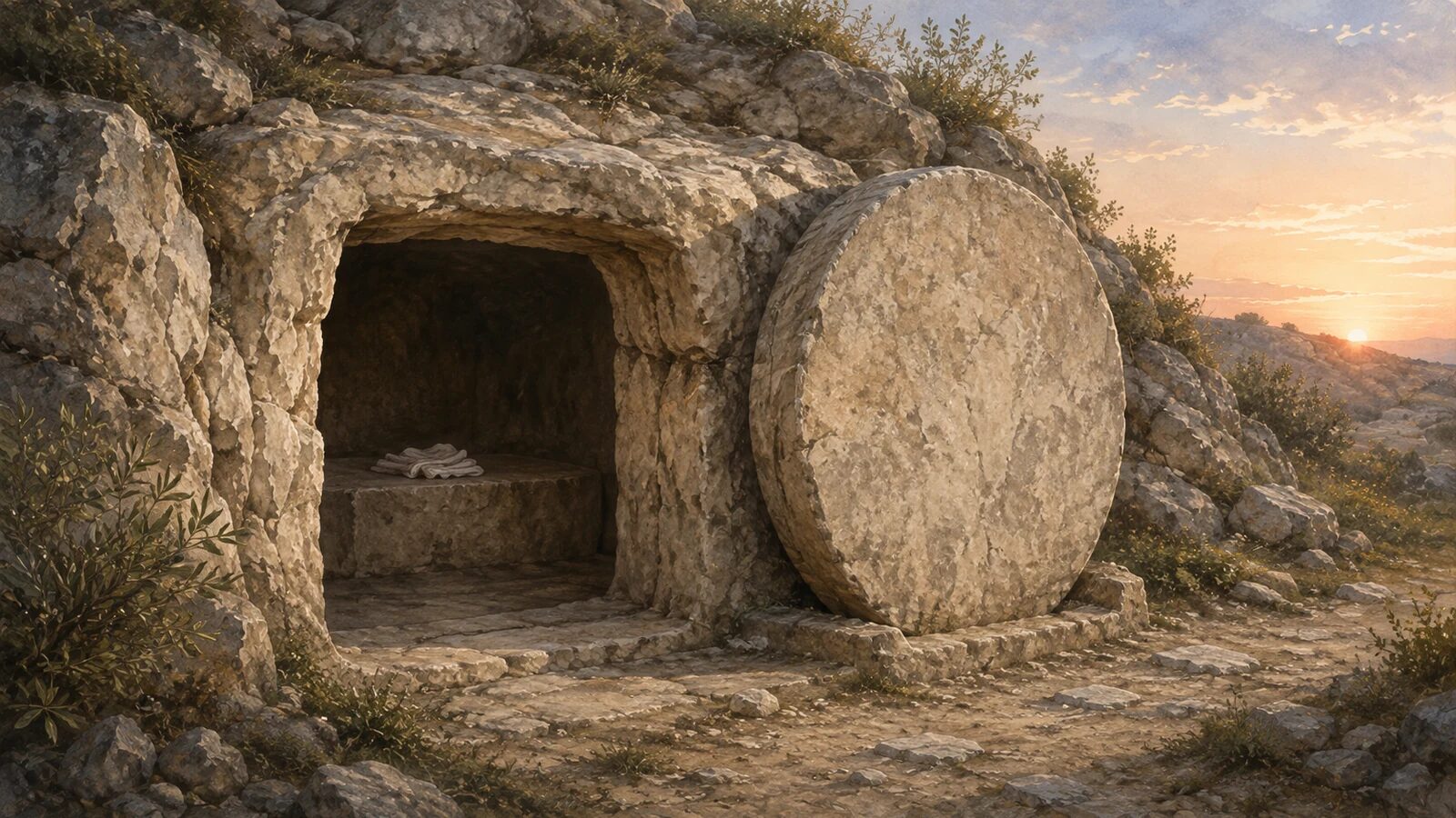 Featured artwork — Christian Hope Beyond Death The empty tomb at dawn after Jesus’ bodily resurrection
