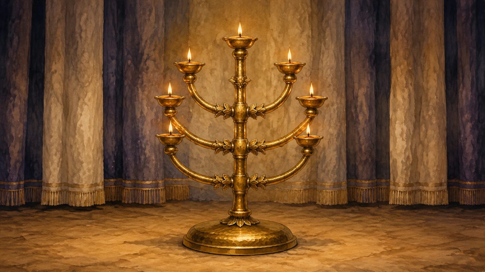 The seven-lamp golden lampstand gives light inside the tabernacle