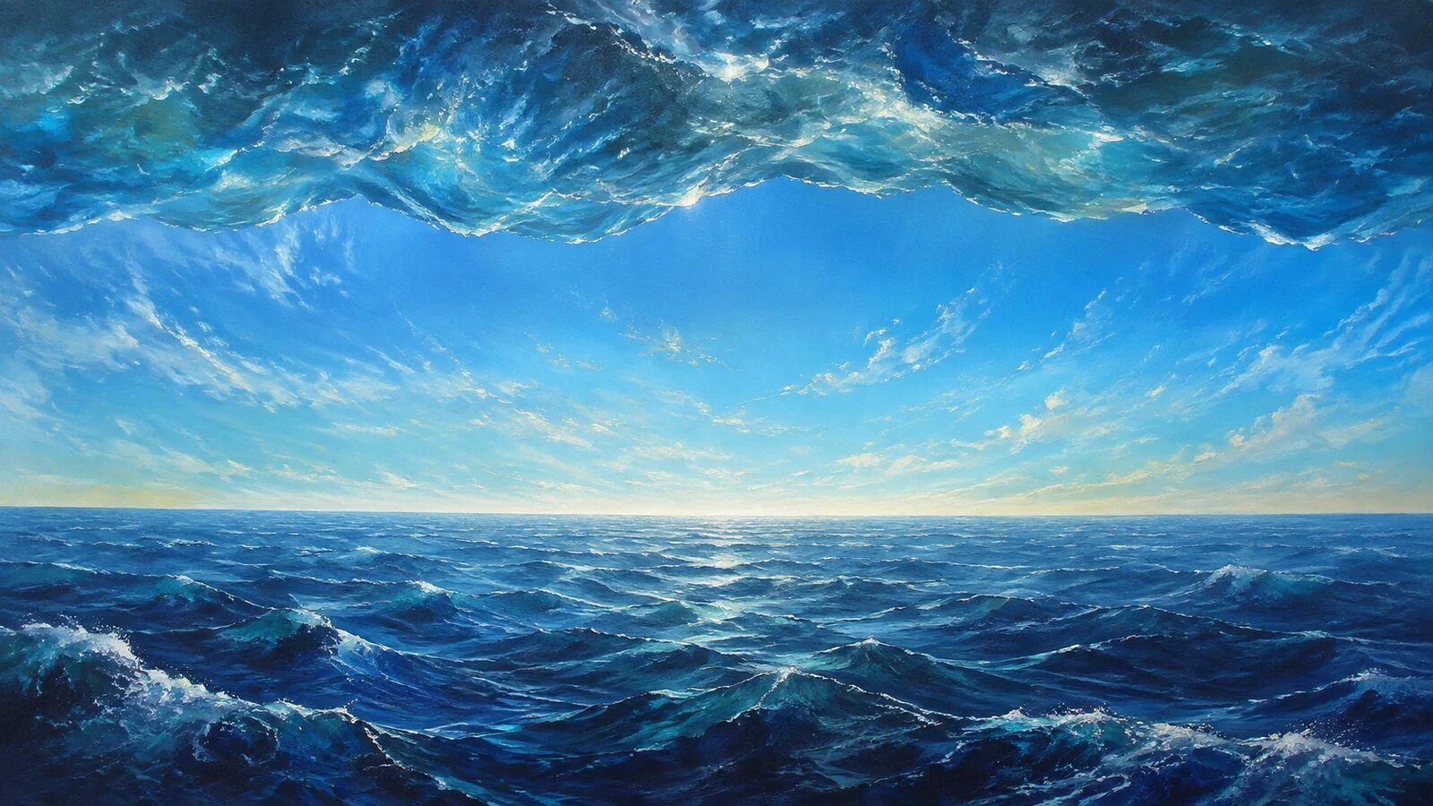 The Firmament Separates the Waters on Day Two The firmament opens between the waters below and the waters above on creation day two