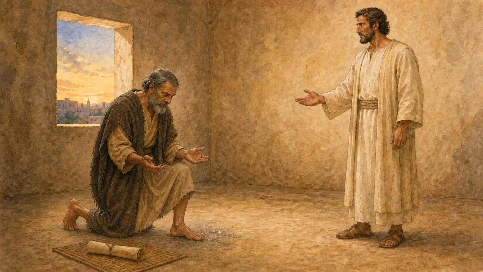 Gabriel Comes to Daniel During Prayer Gabriel speaking to Daniel as he prays during the Babylonian exile