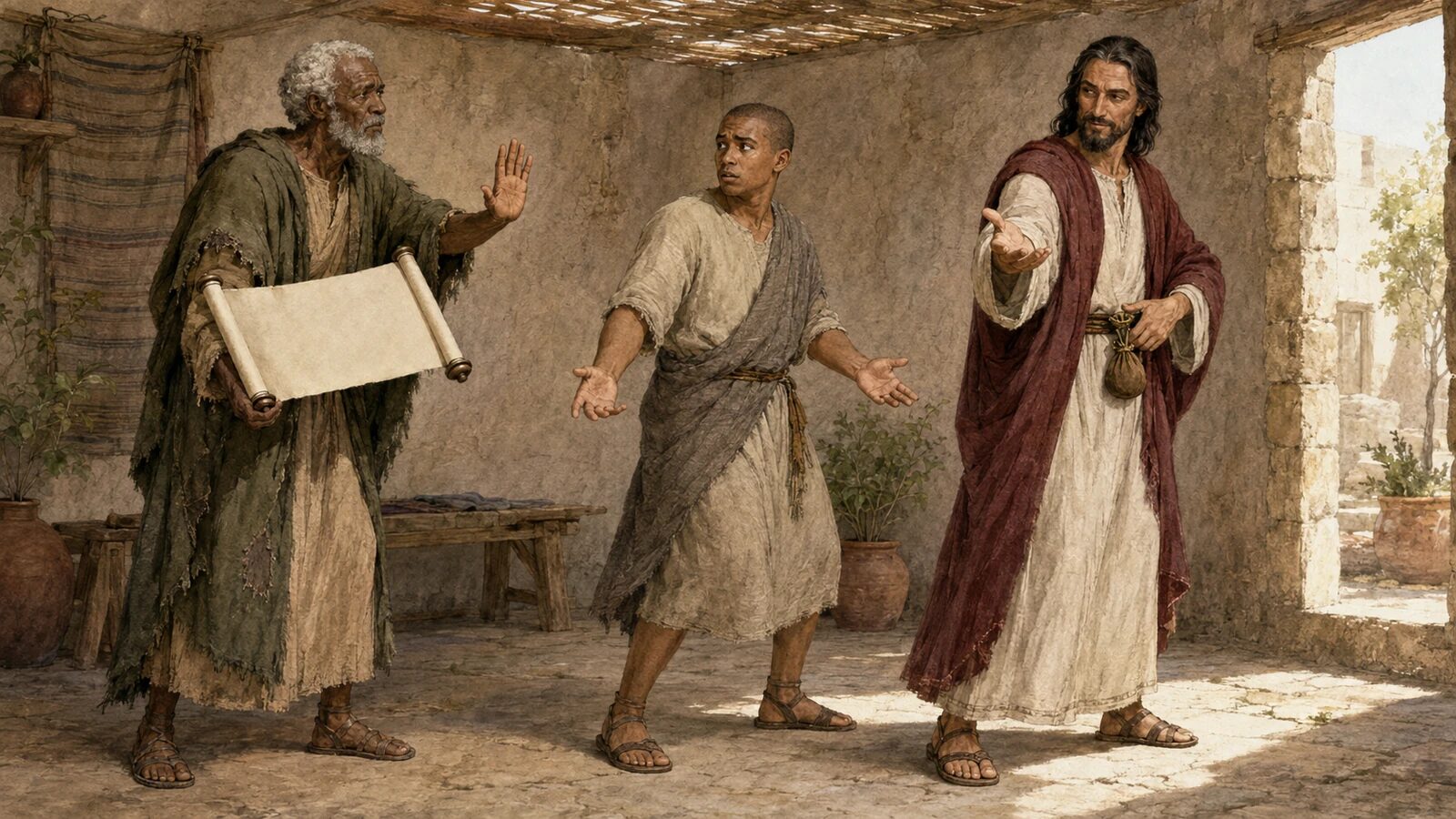 A faithful elder warns a wavering hearer as a self-serving teacher beckons him away