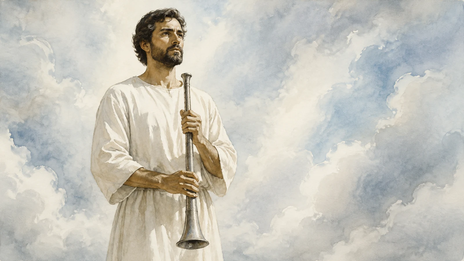 An Angel Prepares to Sound the Trumpet One of the seven angels prepares to sound his trumpet