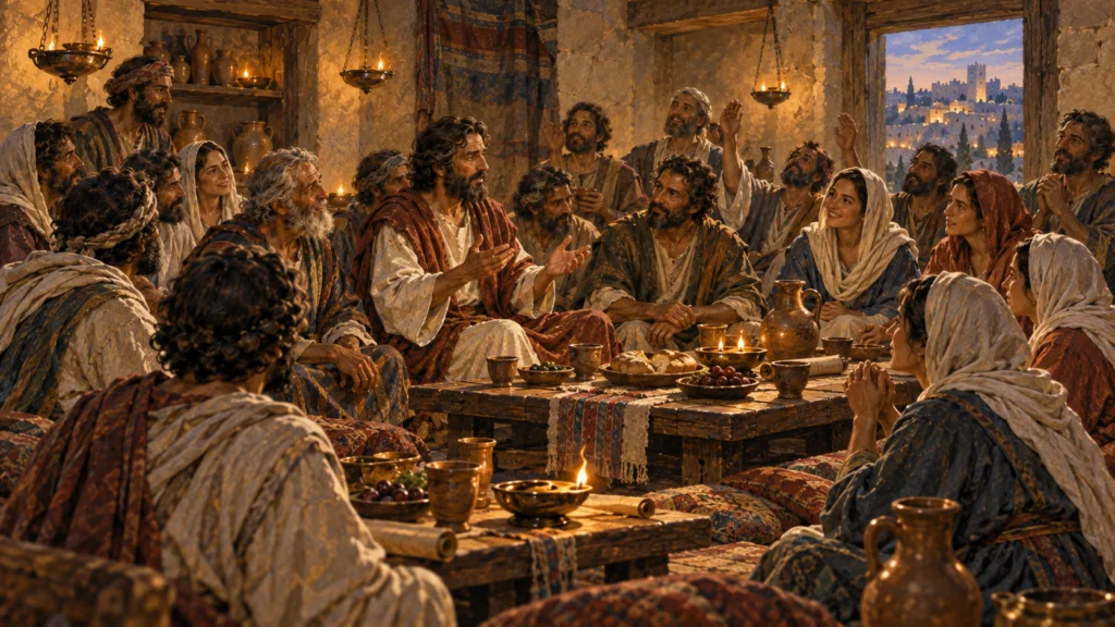 The early church meeting and showing ecclesia