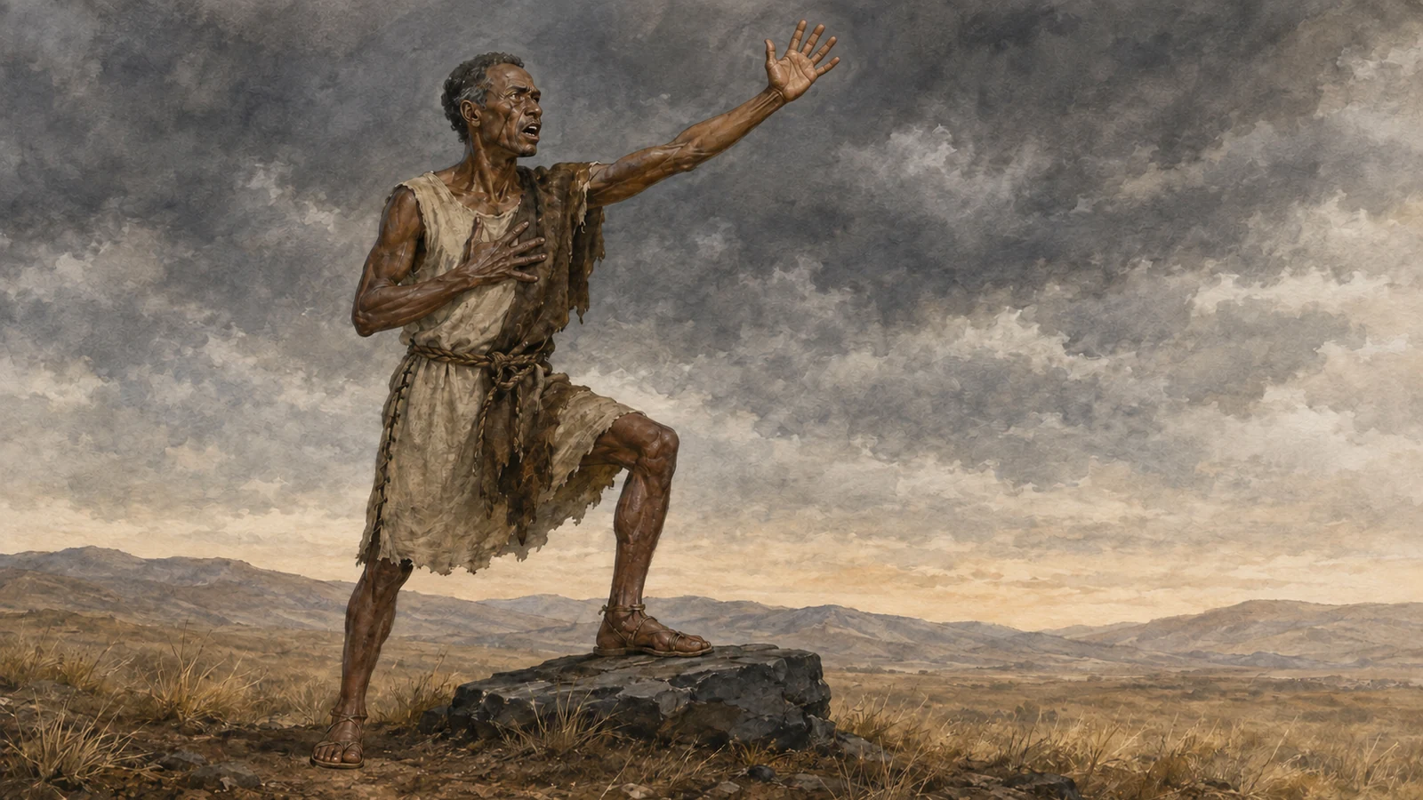 Enoch Proclaims the Coming Judgment Enoch raises his hand and proclaims the Lords coming judgment