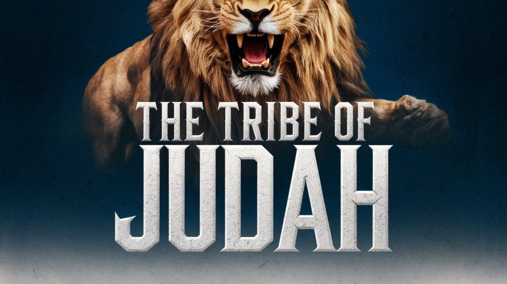 A roaring lion above the words The Tribe of Judah