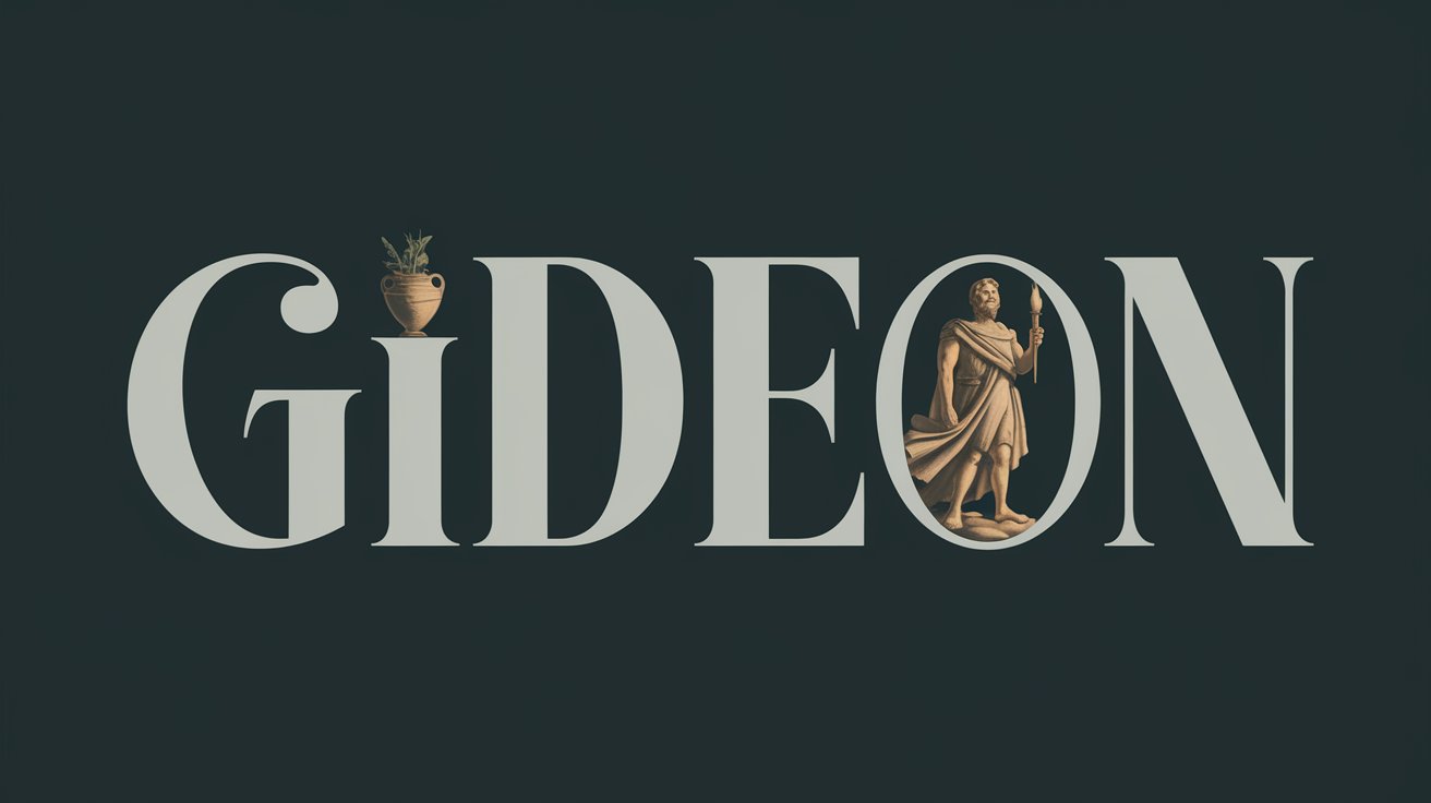 a-typographical-graphic-with-the-word-gi_jK0EcIhNQFuPhOysAwvmrA_f6H_M8icTMatNVUaeoejxQ The name Gideon with a small illustration of a warrior on a dark background