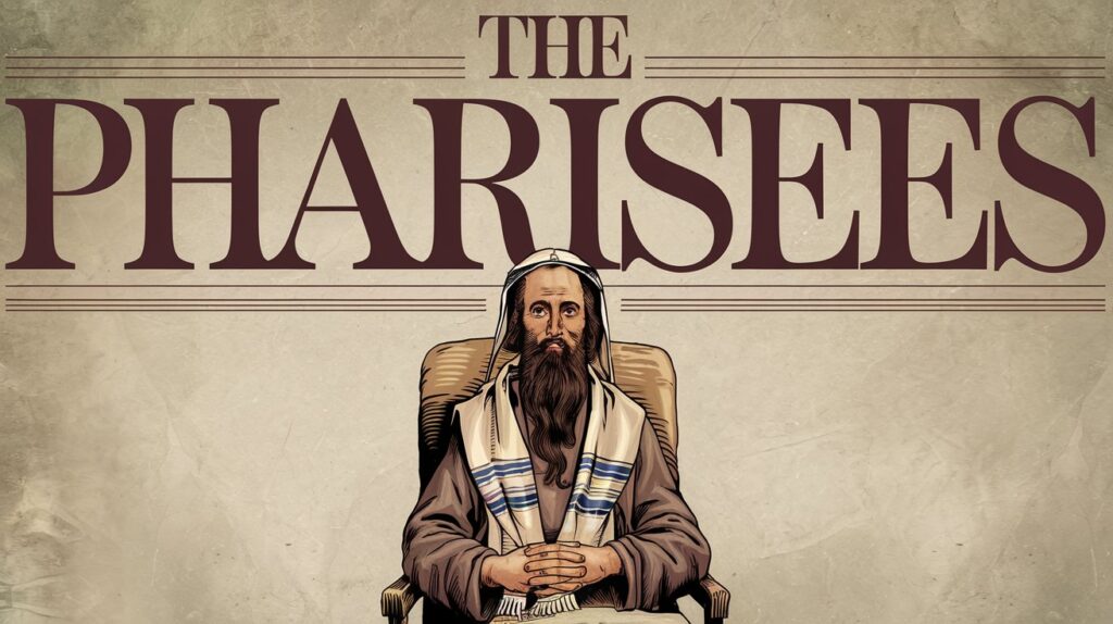 Graphic reading The Pharisees above an illustration of a seated bearded man