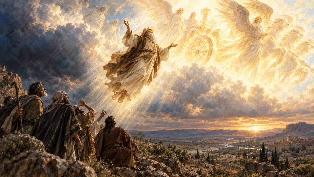 Enoch being taken up to heaven