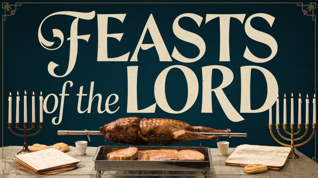 Feasts of the Lord title above a feast table
