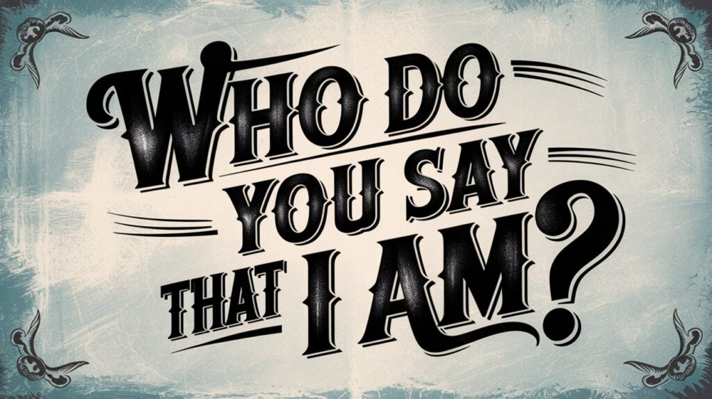 Who Do You Say That I Am typographic title graphic