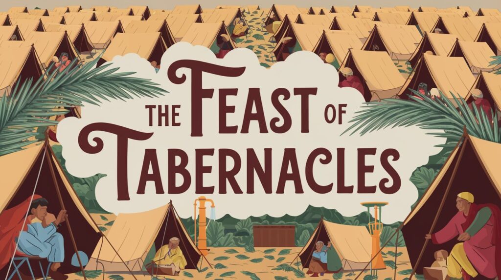 The Feast of Tabernacles text over an illustrated camp of shelters