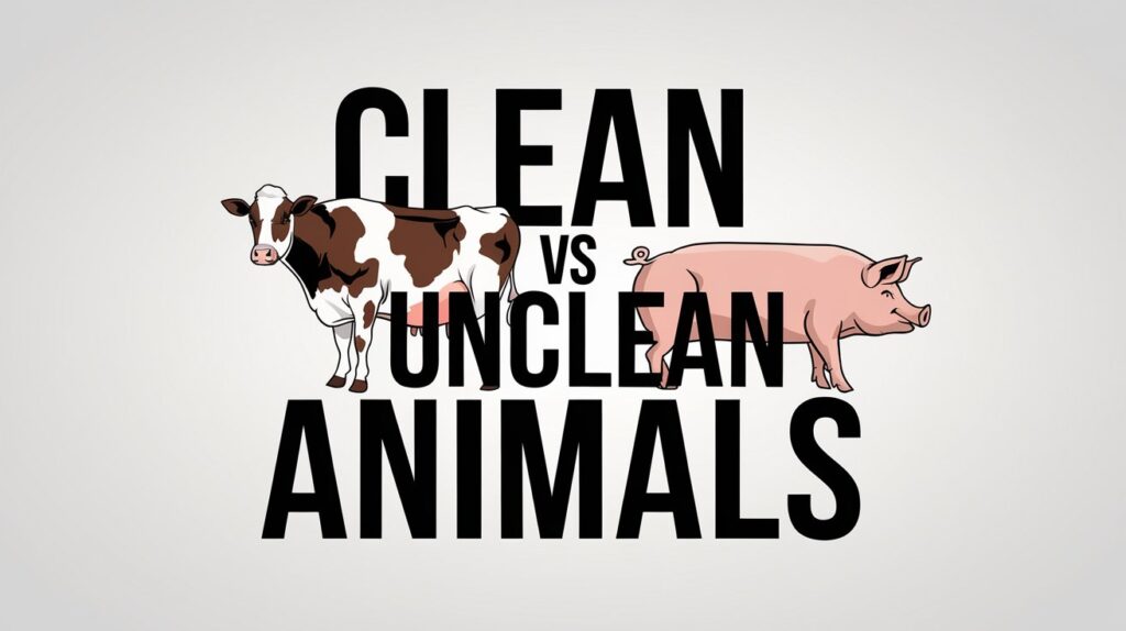 Clean vs Unclean Animals title with cow and pig