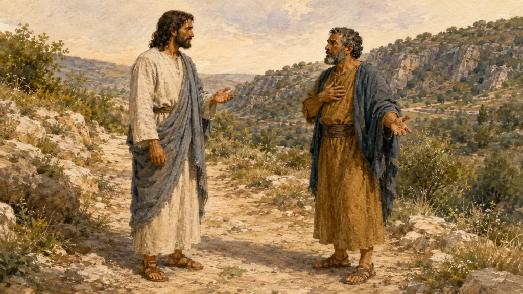 Peter confesses Jesus as the Christ near Caesarea Philippi