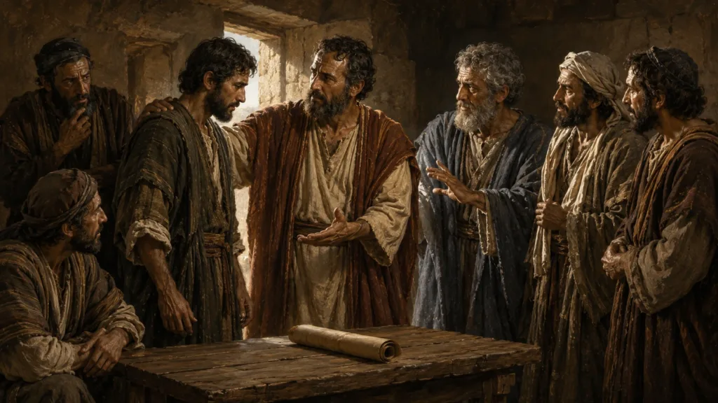 Barnabas stands beside Saul and truthfully advocates for him before the cautious Jerusalem apostles