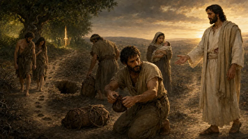 Adam's fallen mortal road reaches personal sin while the risen Christ offers life