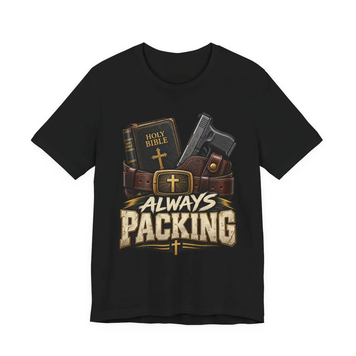 Always Packing Bible & Pistol Tee | Christian Faith Concealed Carry Shirt - other