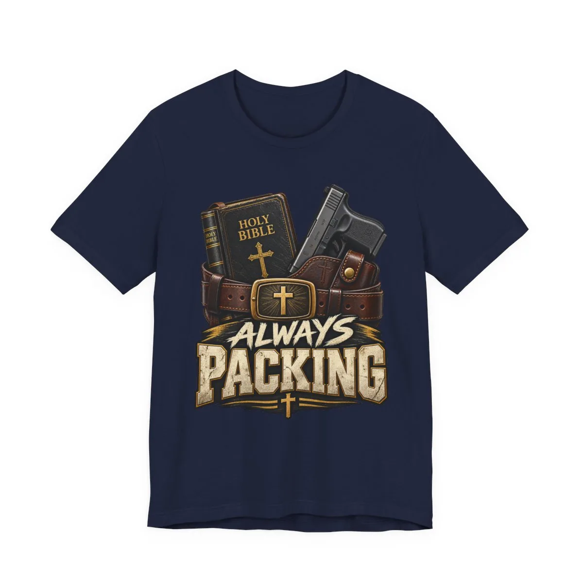 Always Packing Bible & Pistol Tee | Christian Faith Concealed Carry Shirt - other