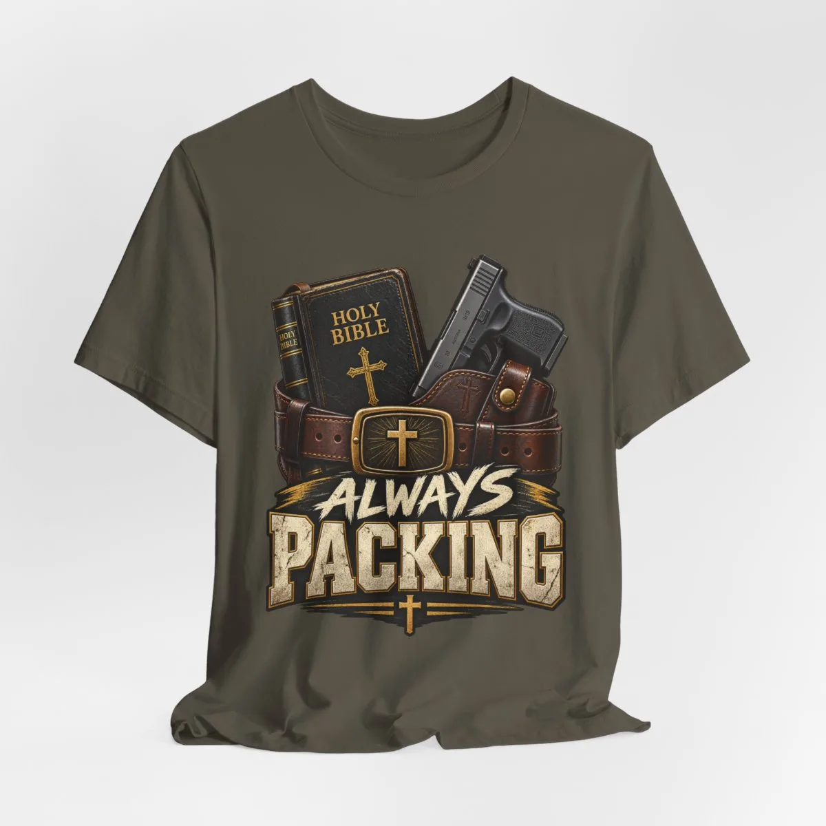 Always Packing Bible & Pistol Tee | Christian Faith Concealed Carry Shirt - other