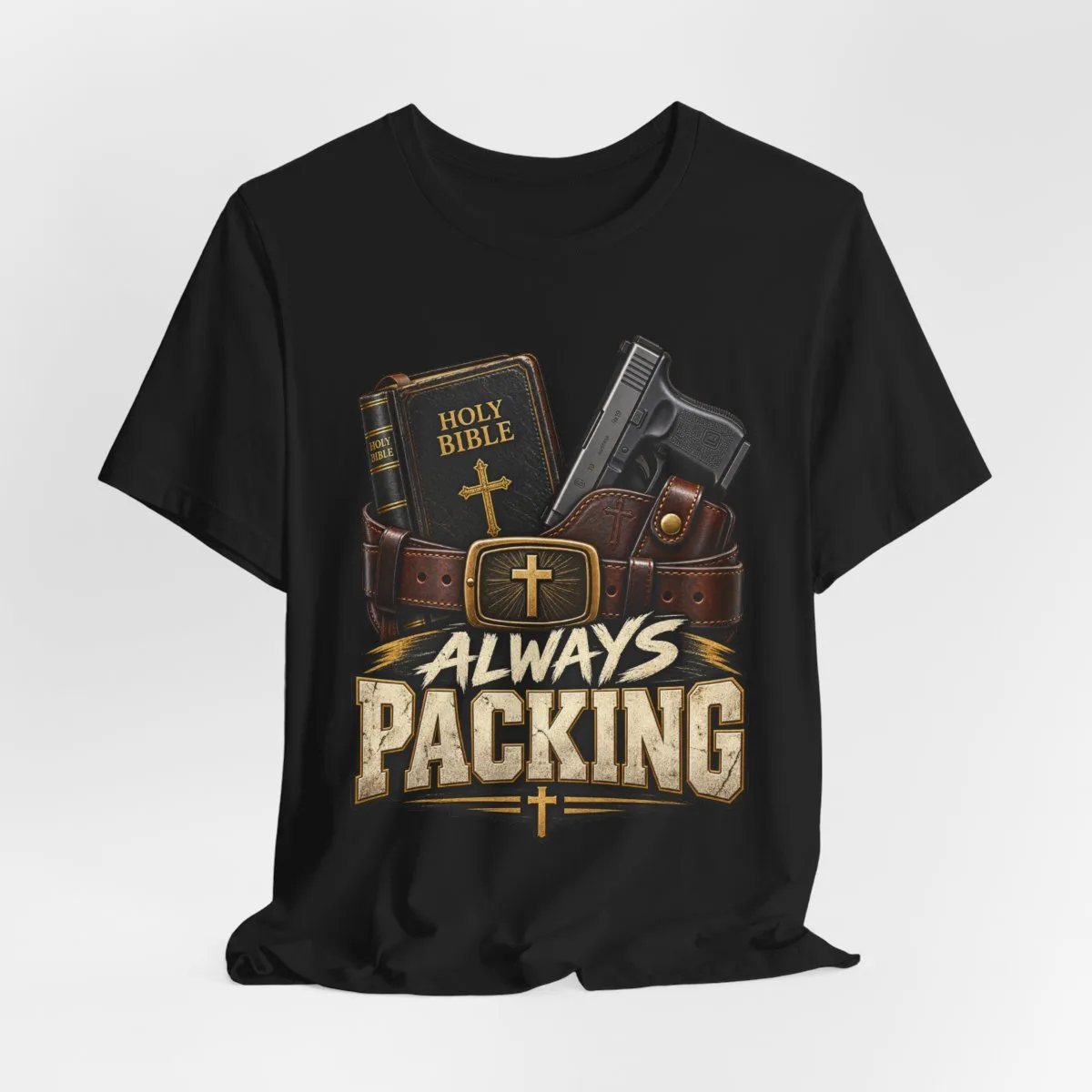 Always Packing Bible & Pistol Tee | Christian Faith Concealed Carry Shirt - other