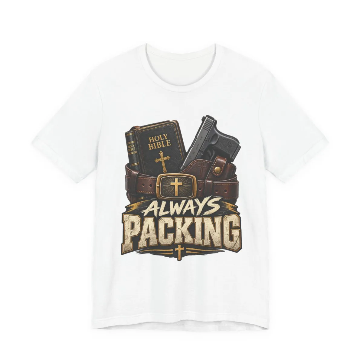 Always Packing Bible & Pistol Tee | Christian Faith Concealed Carry Shirt - other