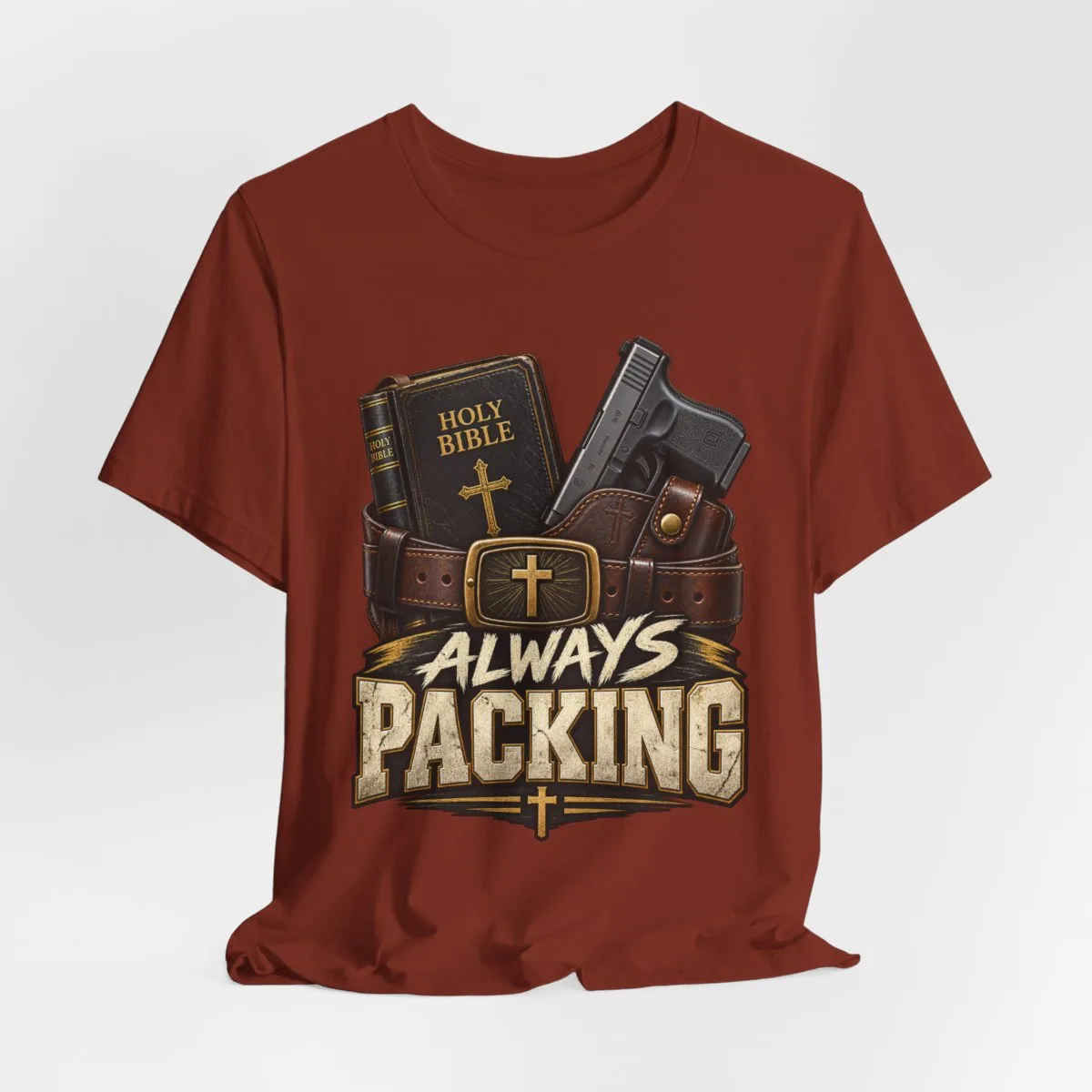 Always Packing Bible & Pistol Tee | Christian Faith Concealed Carry Shirt - other