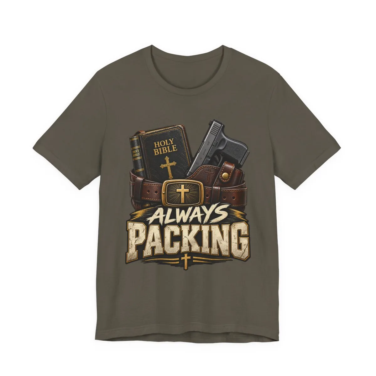 Always Packing Bible & Pistol Tee | Christian Faith Concealed Carry Shirt - other
