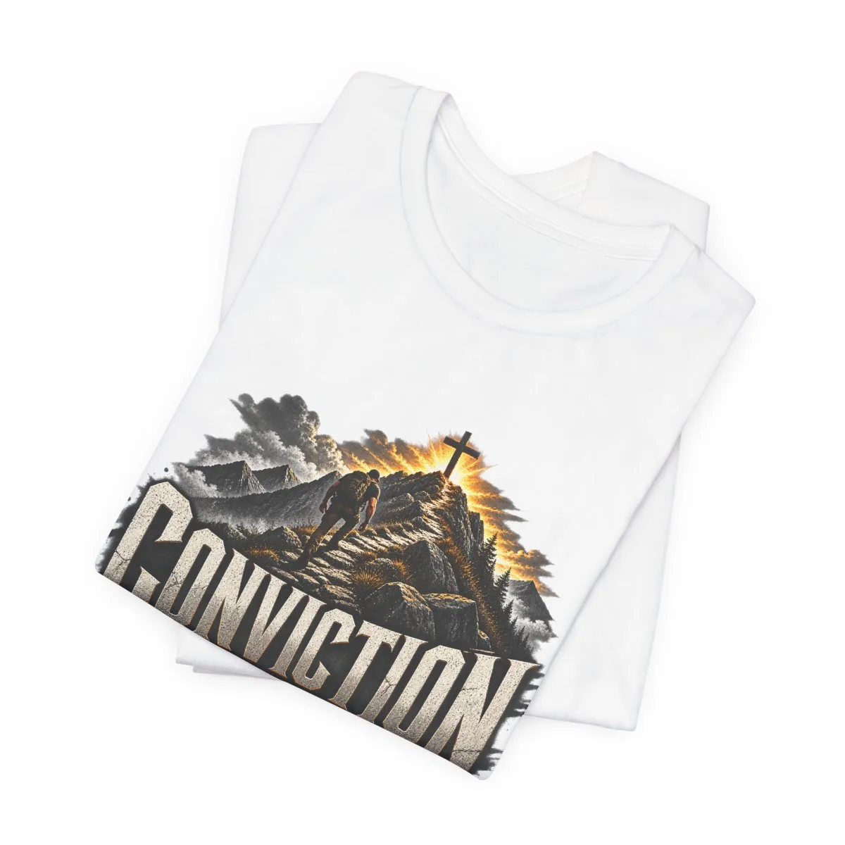 Conviction Over Convenience T-Shirt | Mountain Cross Faith Outdoor Graphic - other