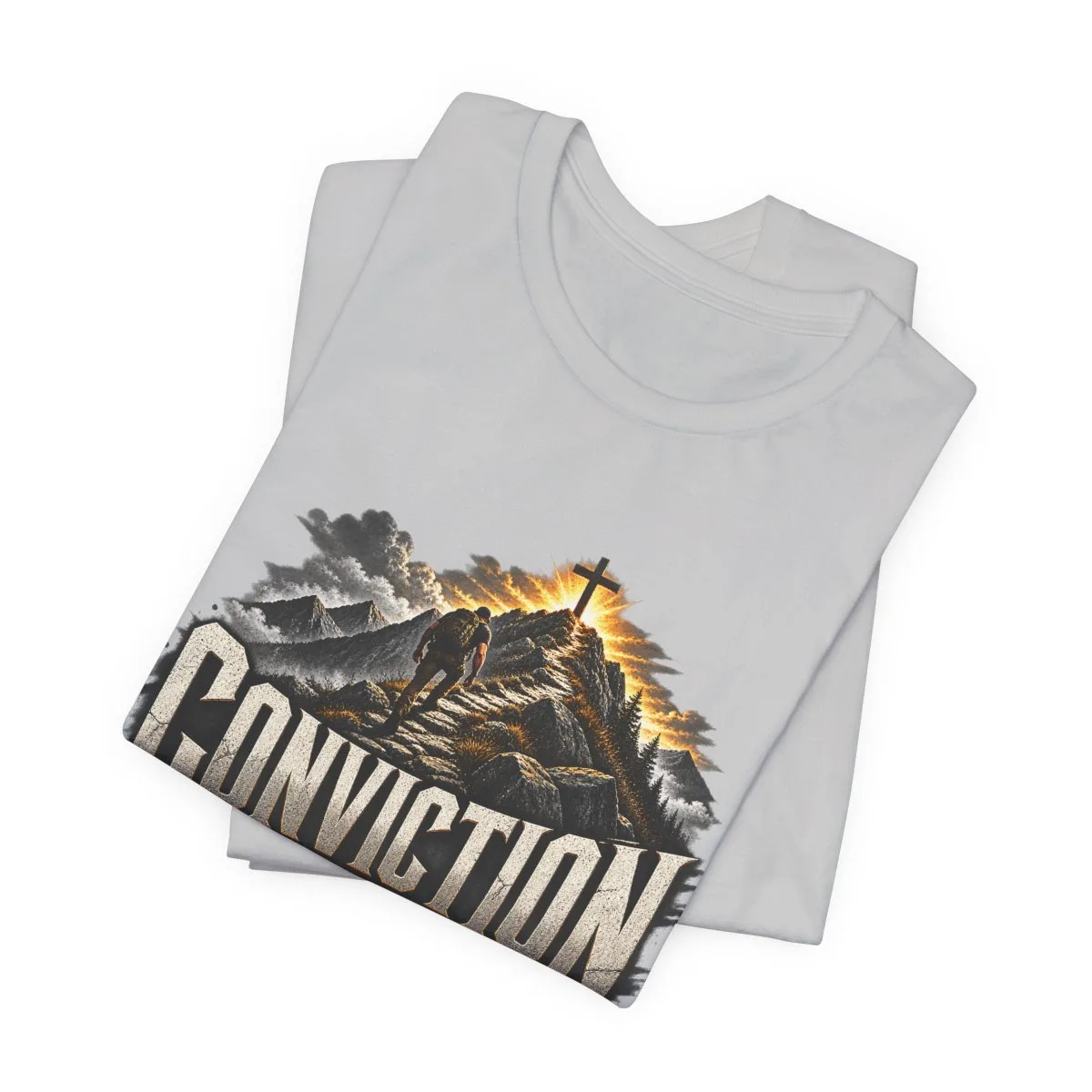 Conviction Over Convenience T-Shirt | Mountain Cross Faith Outdoor Graphic - other