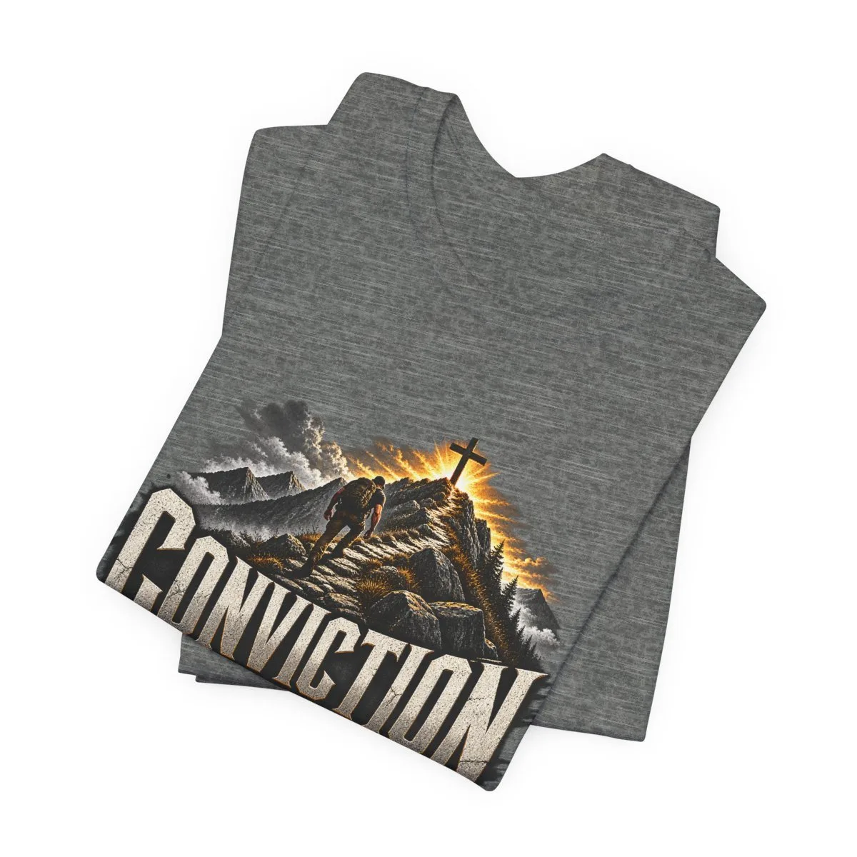 Conviction Over Convenience T-Shirt | Mountain Cross Faith Outdoor Graphic - other