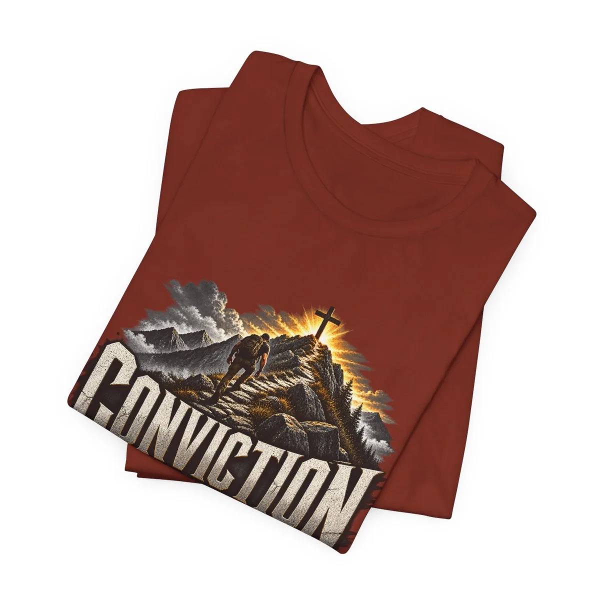 Conviction Over Convenience T-Shirt | Mountain Cross Faith Outdoor Graphic - other