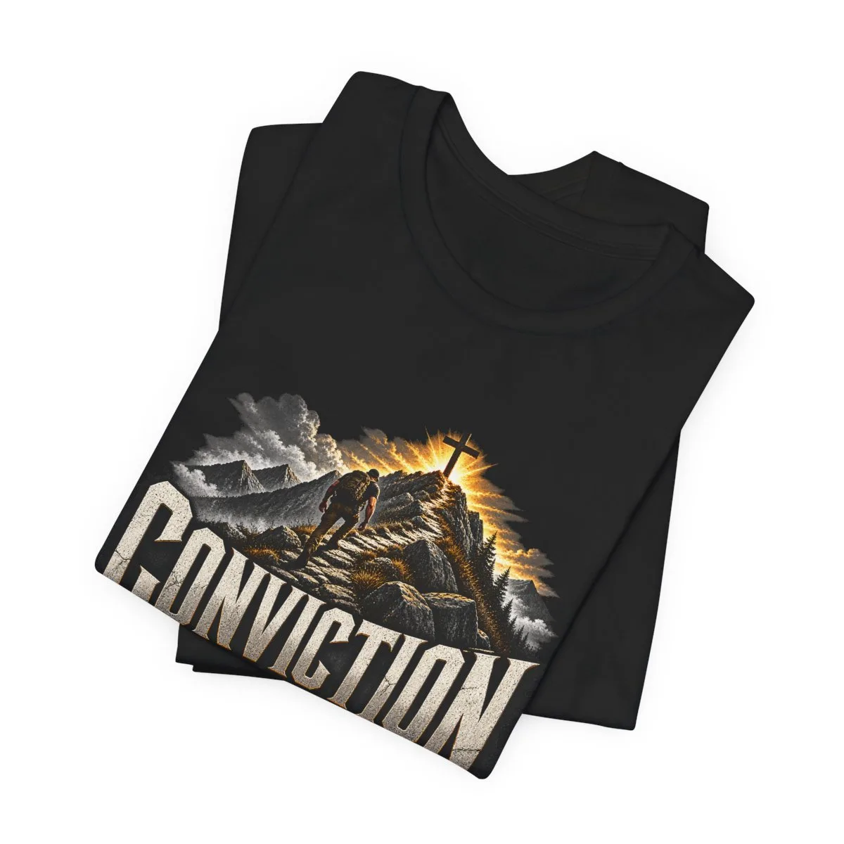 Conviction Over Convenience T-Shirt | Mountain Cross Faith Outdoor Graphic - other