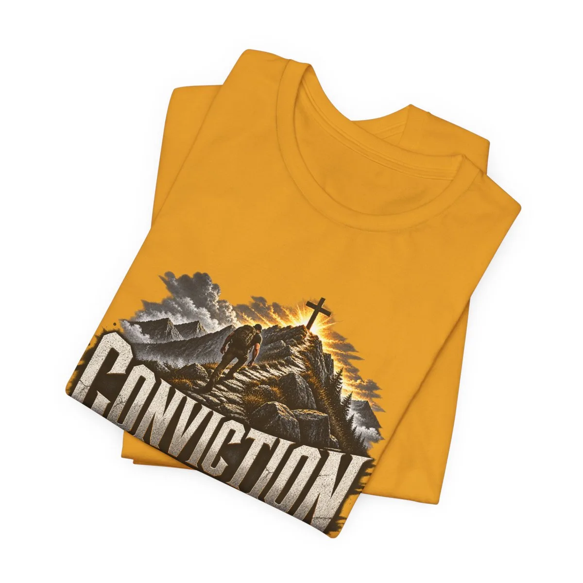 Conviction Over Convenience T-Shirt | Mountain Cross Faith Outdoor Graphic - other