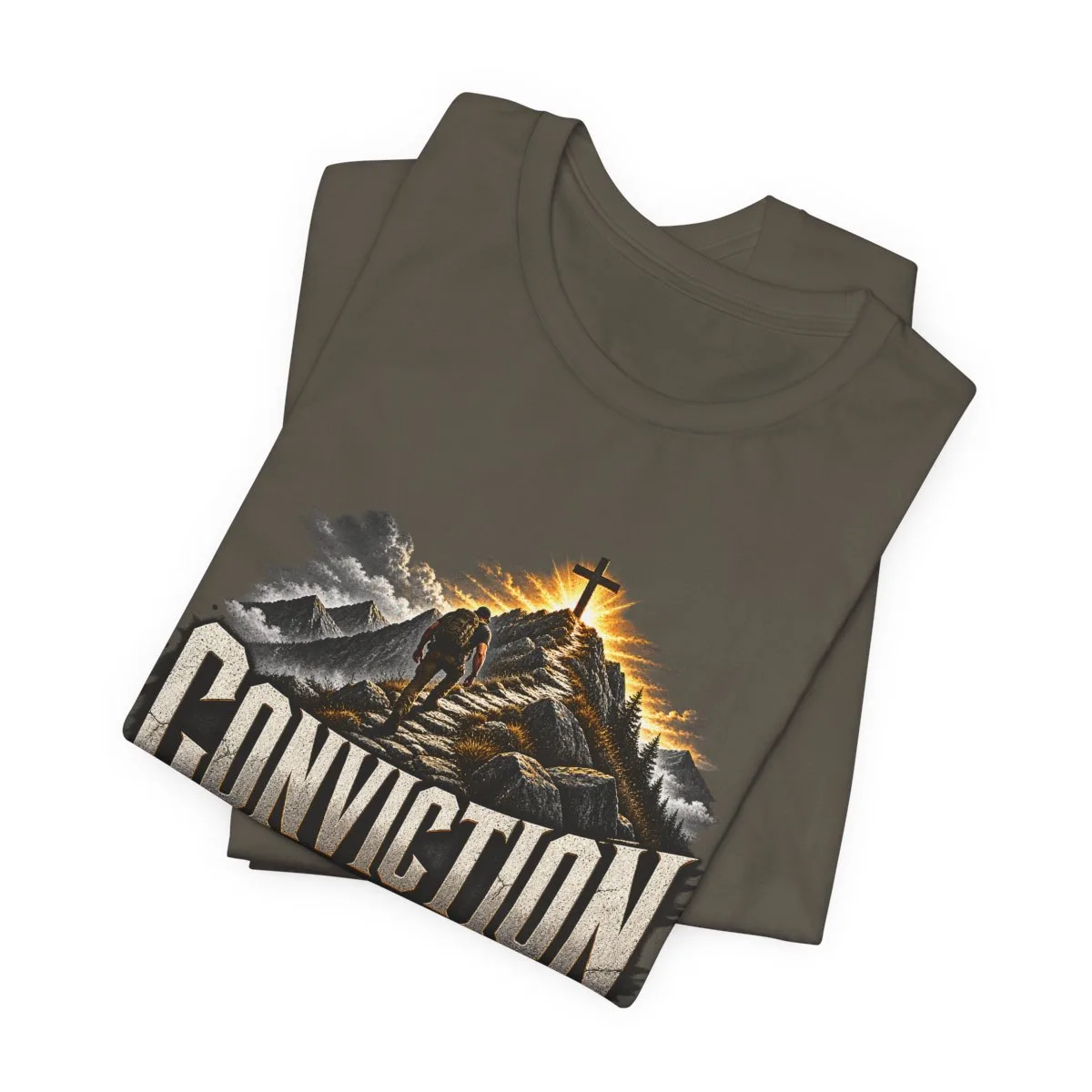 Conviction Over Convenience T-Shirt | Mountain Cross Faith Outdoor Graphic - other