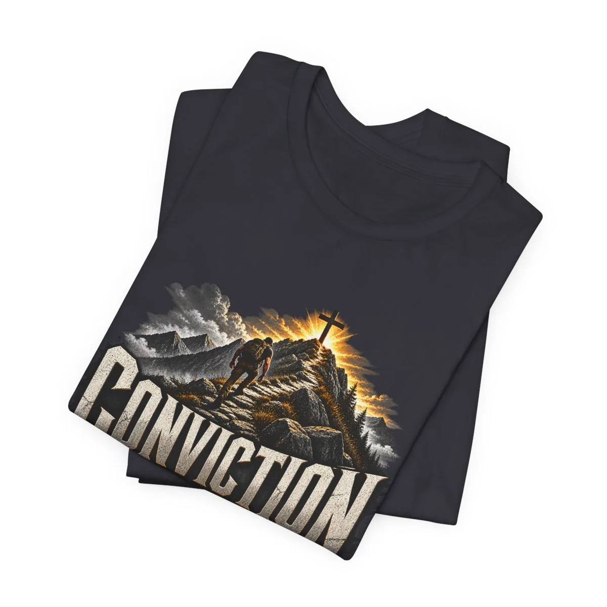 Conviction Over Convenience T-Shirt | Mountain Cross Faith Outdoor Graphic - other