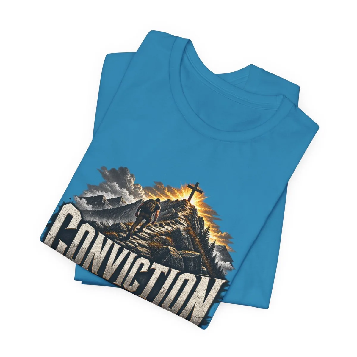Conviction Over Convenience T-Shirt | Mountain Cross Faith Outdoor Graphic - other