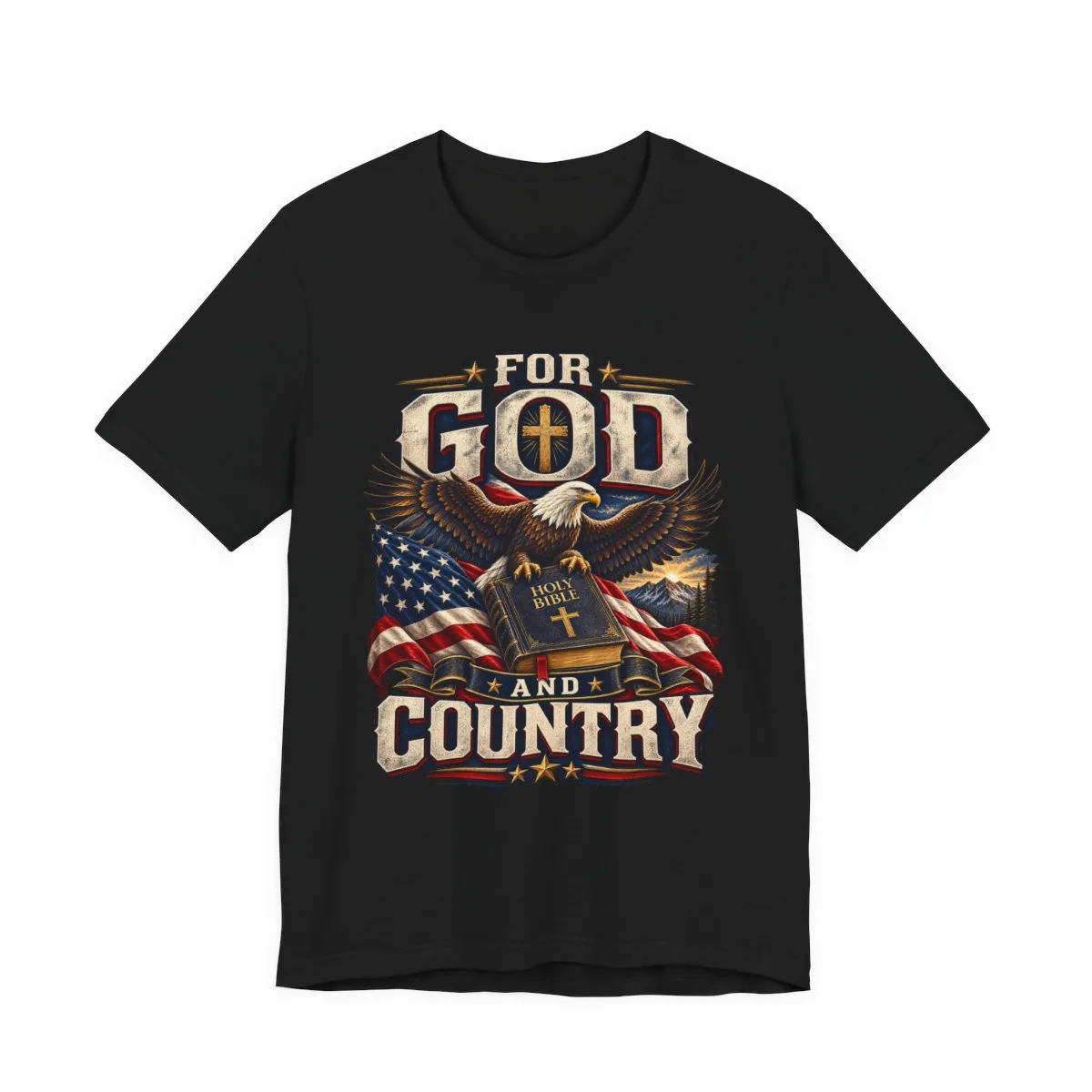 For God and Country T-Shirt | Eagle, American Flag, Cross - other