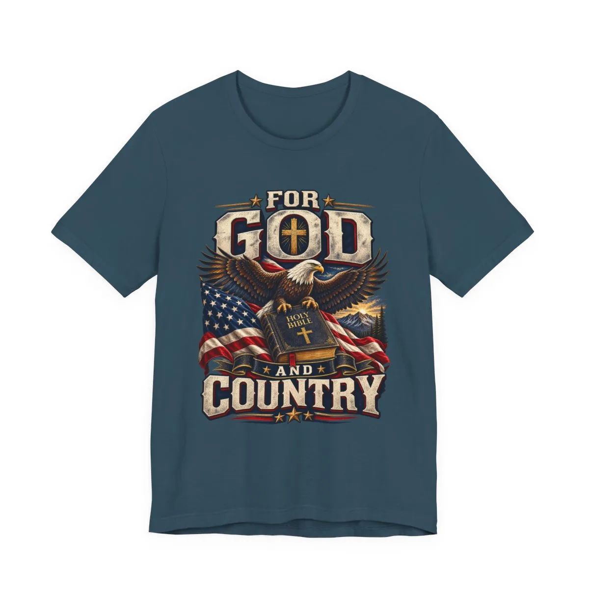 For God and Country T-Shirt | Eagle, American Flag, Cross - other