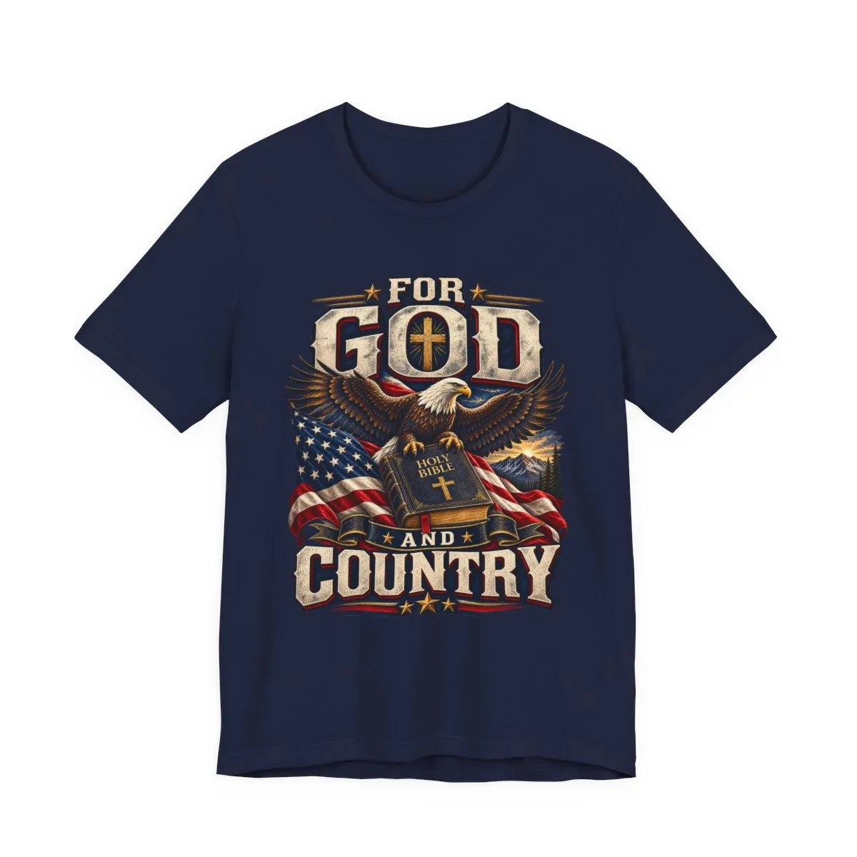 For God and Country T-Shirt | Eagle, American Flag, Cross - other