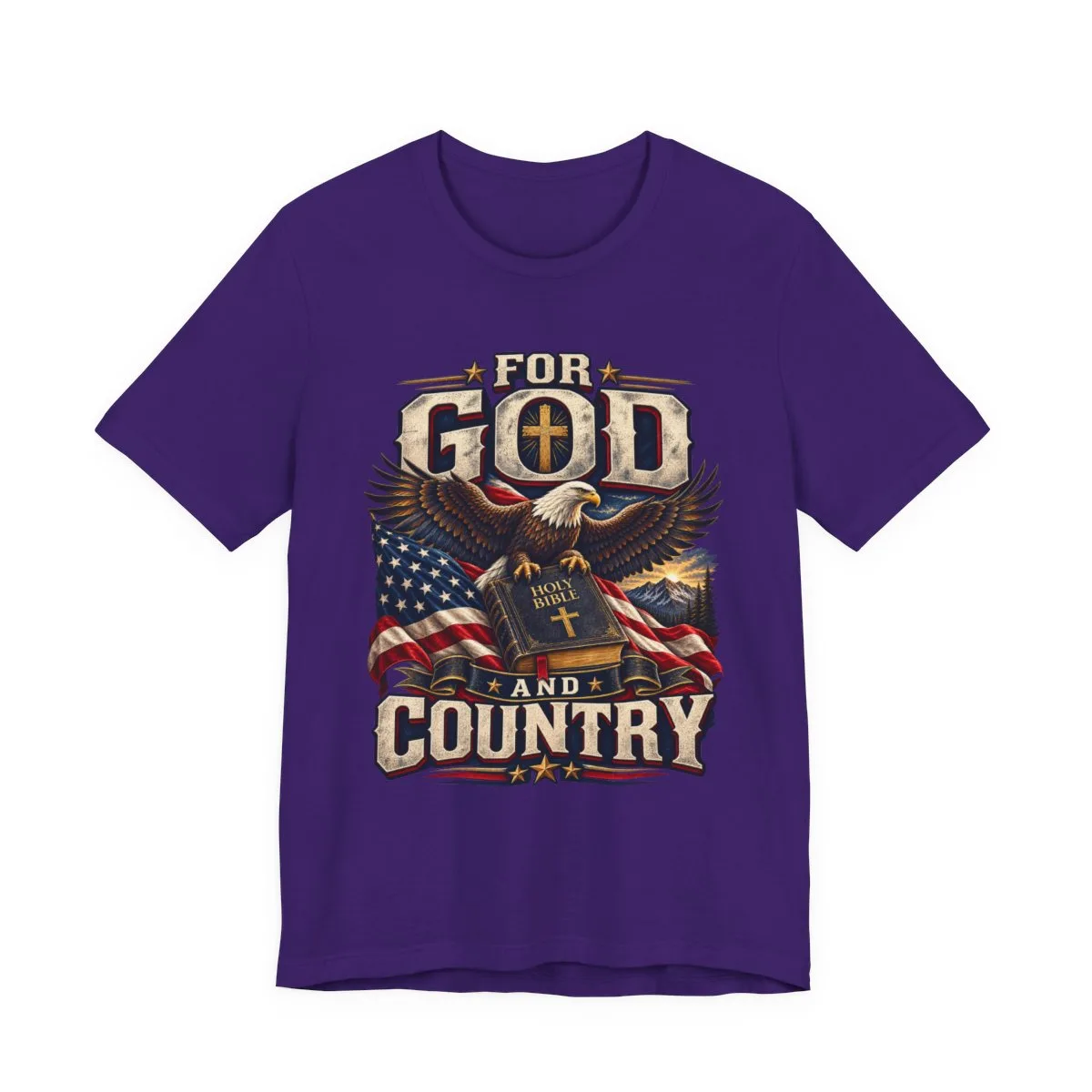 For God and Country T-Shirt | Eagle, American Flag, Cross - other
