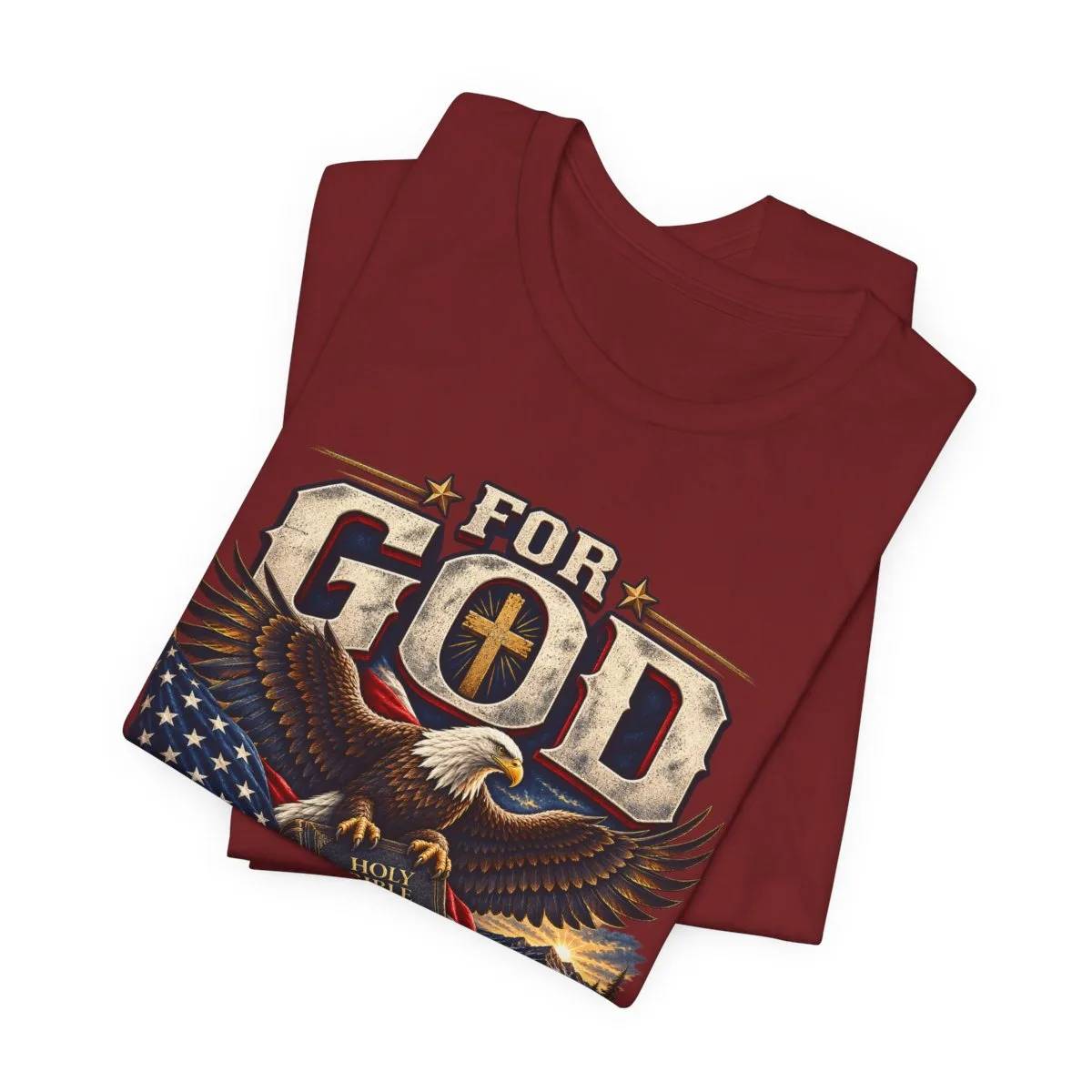 For God and Country T-Shirt | Eagle, American Flag, Cross - other