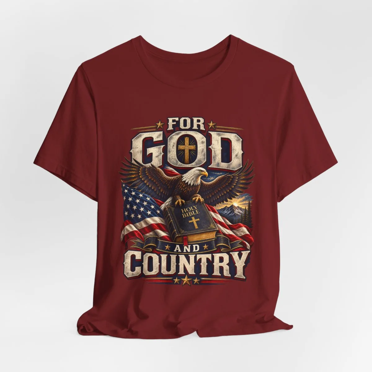 For God and Country T-Shirt | Eagle, American Flag, Cross - other