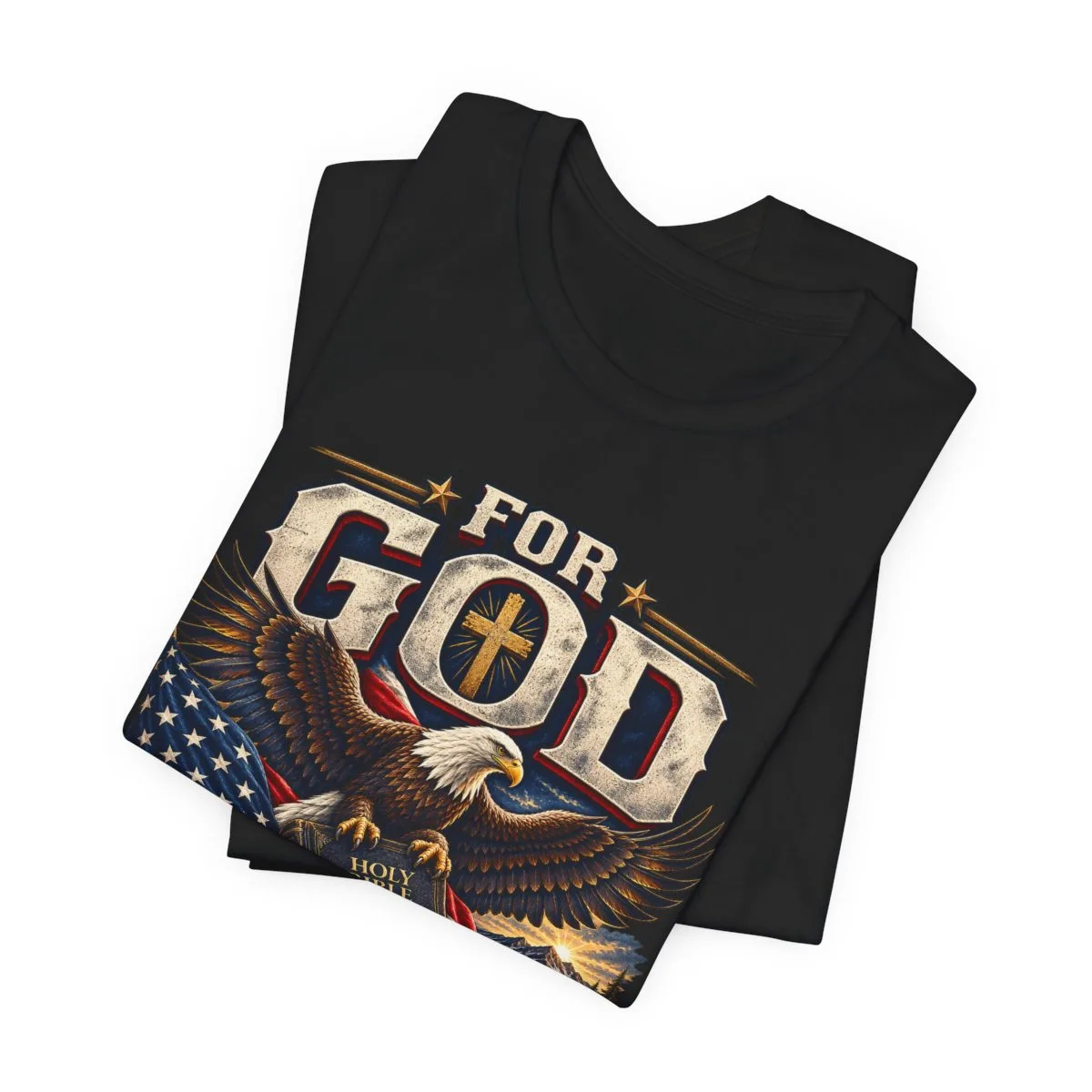 For God and Country T-Shirt | Eagle, American Flag, Cross - other