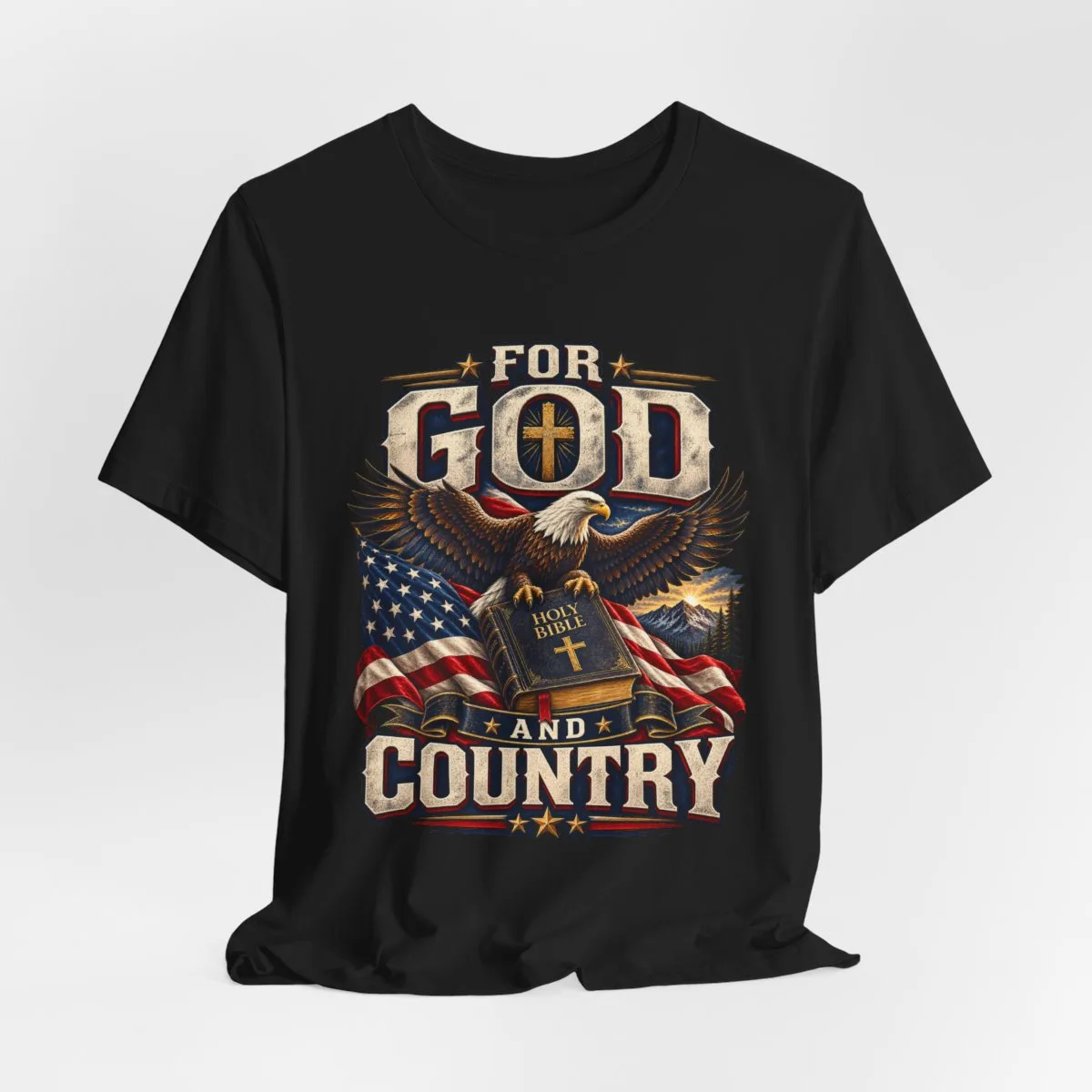 For God and Country T-Shirt | Eagle, American Flag, Cross - other