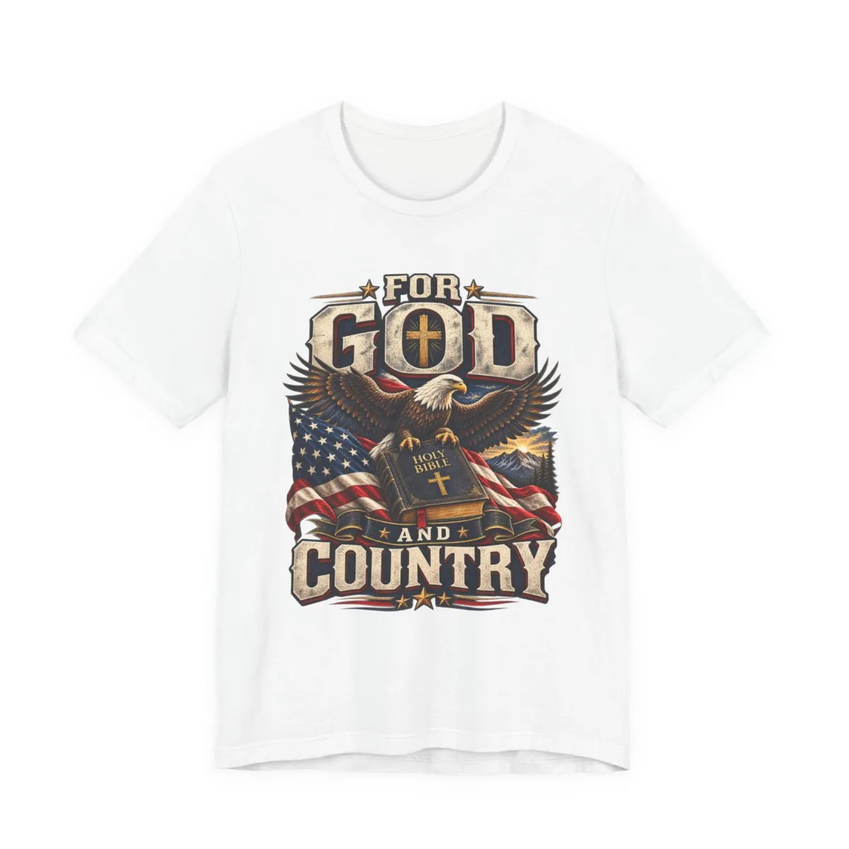 For God and Country T-Shirt | Eagle, American Flag, Cross - other
