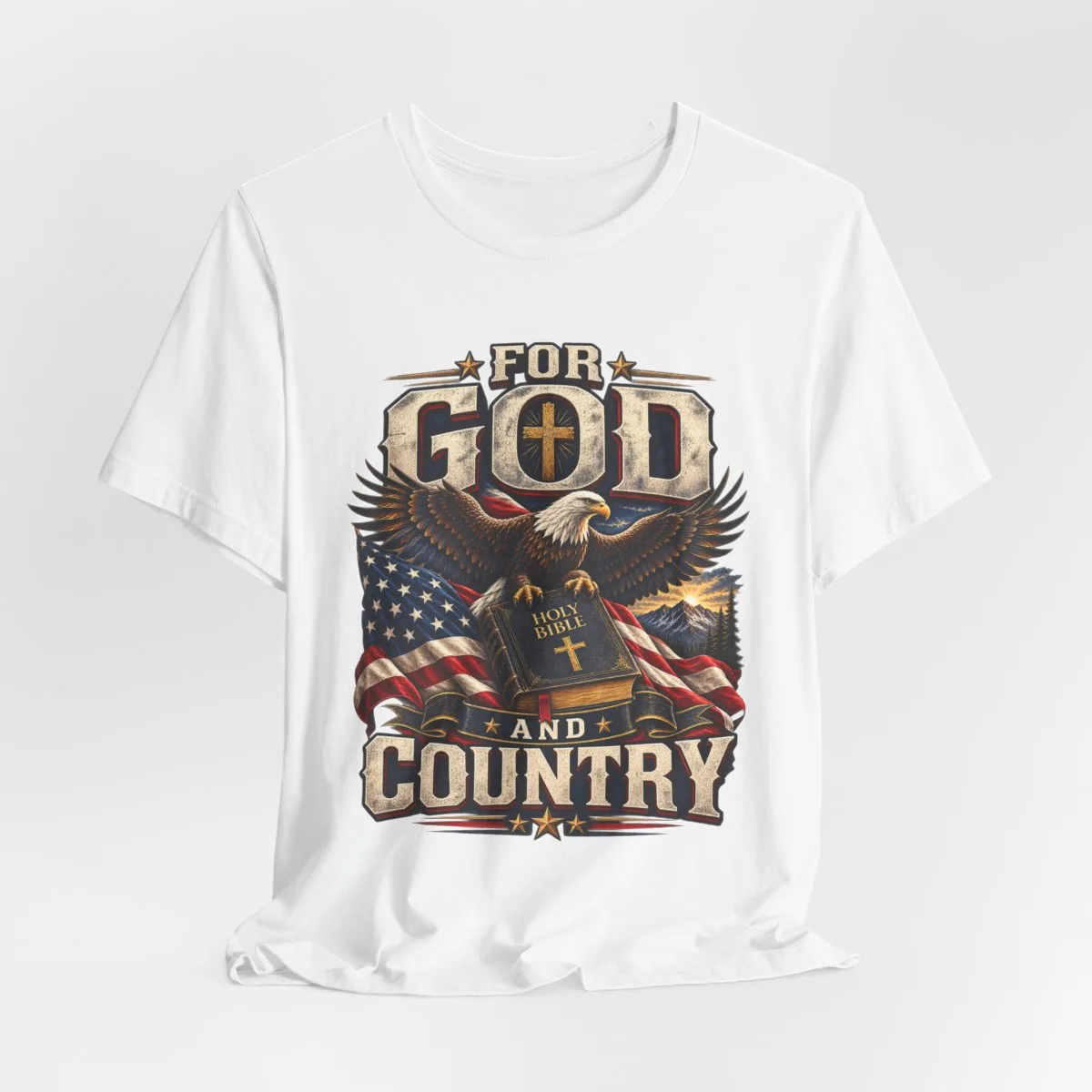 For God and Country T-Shirt | Eagle, American Flag, Cross - other