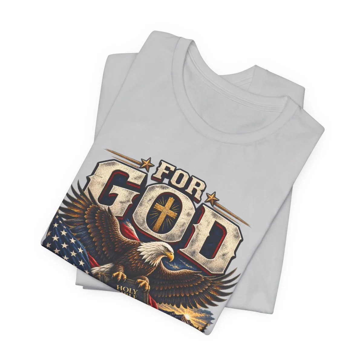 For God and Country T-Shirt | Eagle, American Flag, Cross - other