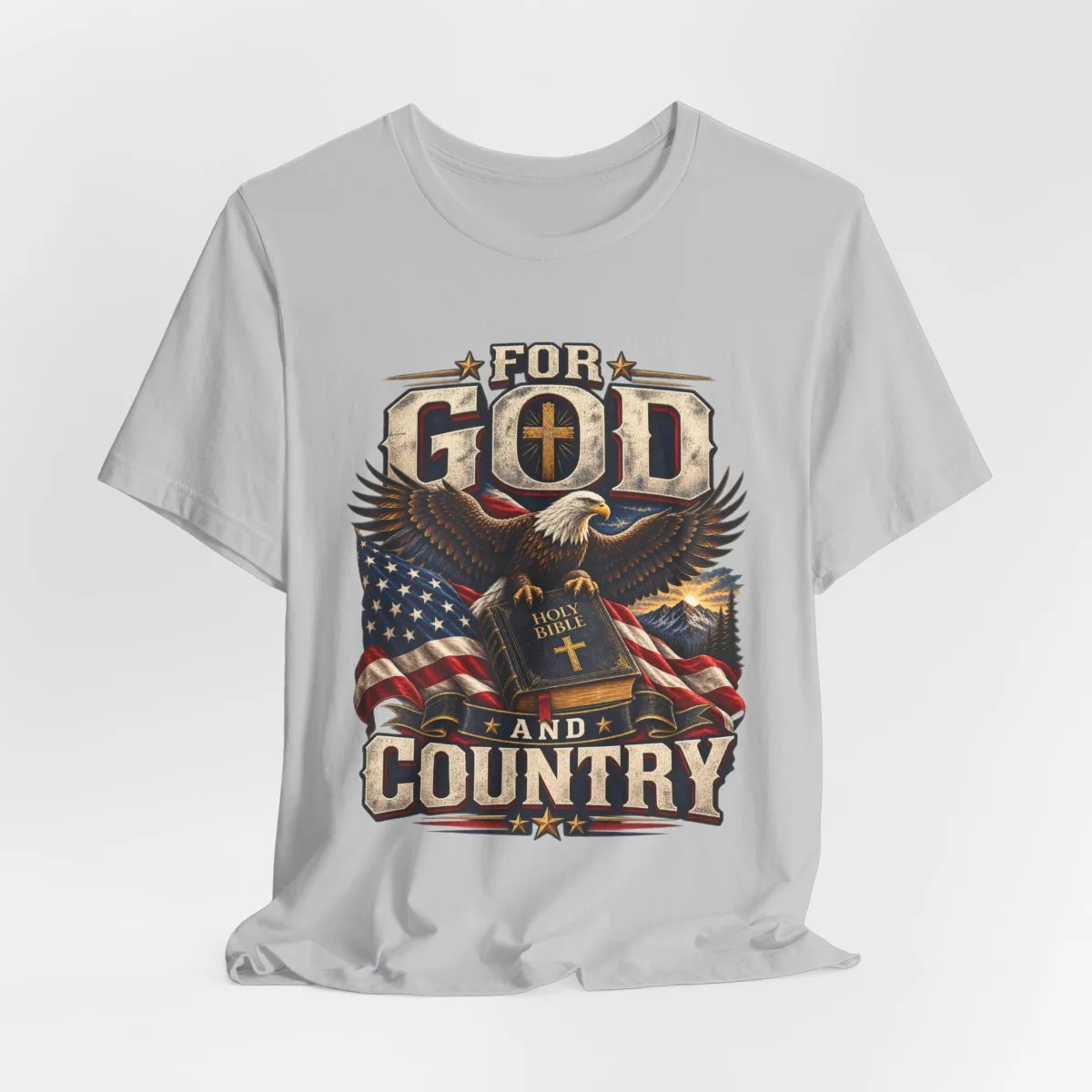 For God and Country T-Shirt | Eagle, American Flag, Cross - other