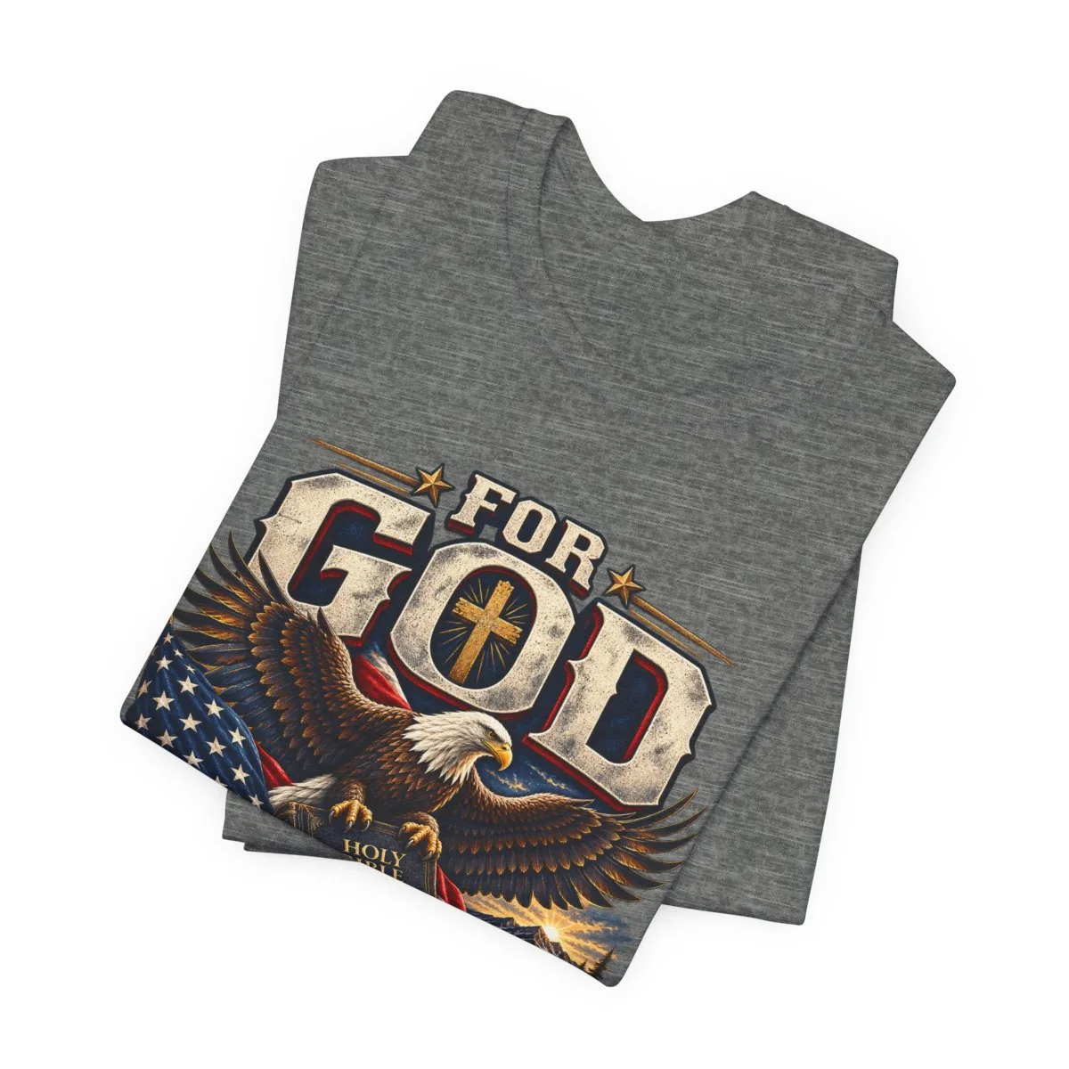 For God and Country T-Shirt | Eagle, American Flag, Cross - other