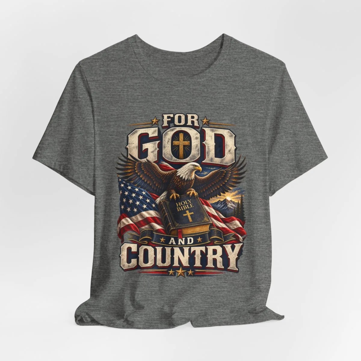 For God and Country T-Shirt | Eagle, American Flag, Cross - other